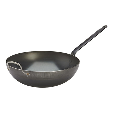 de Buyer Blue Carbon Stamped Steel Wok | Ø32 cm | Induction Compatible 1