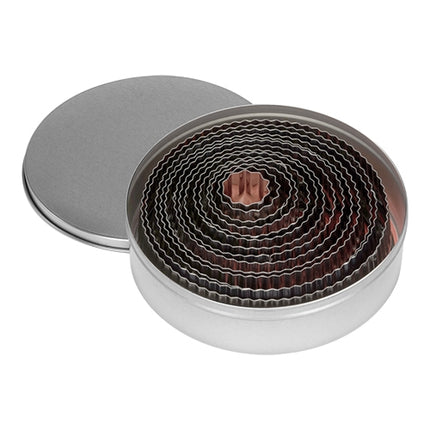 EMGA Round Scalloped Dough Cutter Set | Set of 14 | Stainless Steel | Ø2.3-Ø11.2 cm 1