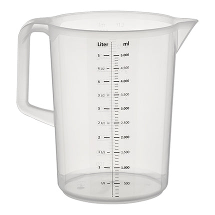 Transparent Polypropylene Measuring Jug with Pouring Spout | EMGA | 5 L | Ø20 x H25.5 cm 1