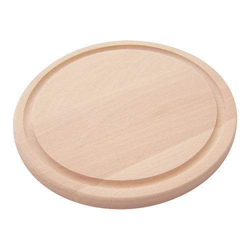 Beechwood Round Cutting Board Ø25 cm | EMGA | 1 Side Grooved | 2 cm Thick 1