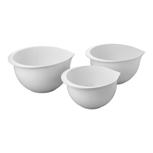 Mixing Bowls, White PP | EMGA | Set of 3 | With Pouring Spout | 1.5, 2 and 3 L 1