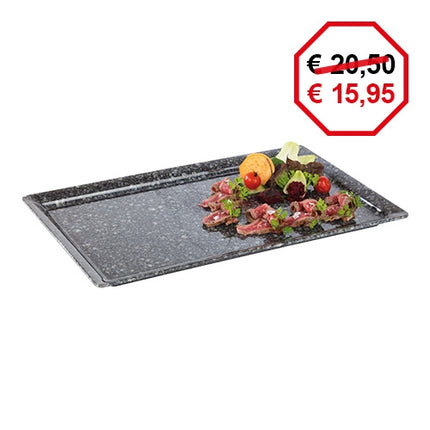 GN 2/4 Melamine Serving Dish, Granite-Look Rectangular | EMGA | Dishwasher Safe | 53 x 16.2 x H3 cm 1