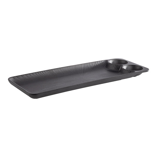 EMGA Black Rectangular Melamine Serving Dish | Dishwasher Safe | 41 x 15 x H2.5 cm | 0.03 L 1