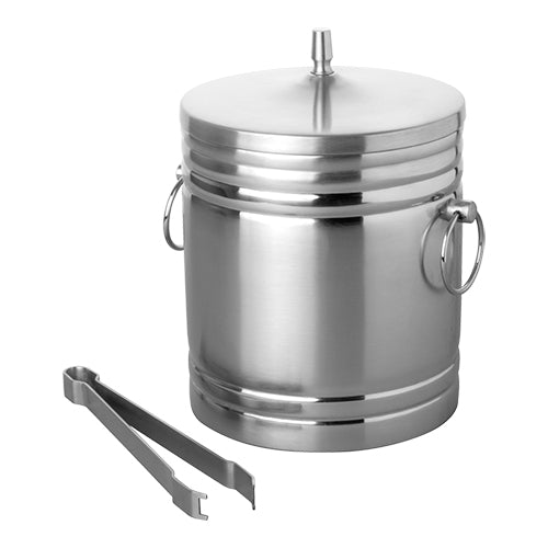 Double-Walled Ice Cube Bucket | EMGA | Stainless Steel with Ice Tong | 2 L, Ø15.5 x H21.5 cm 1