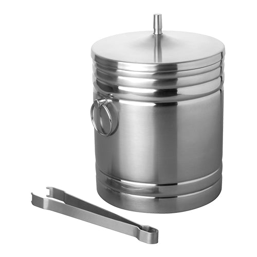 Double-Walled Ice Cube Bucket | EMGA | Stainless Steel with Ice Tong | 3 L, Ø17 x H19.5 cm 1