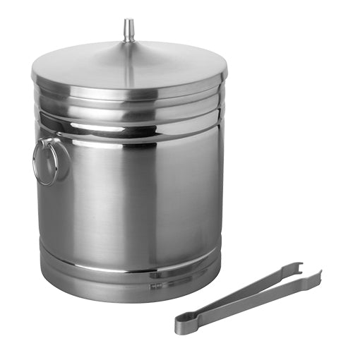 Double-Walled Ice Cube Bucket | EMGA | Stainless Steel with Ice Tong | 5 L, Ø20 x H27 cm 1