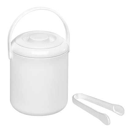 White Ice Cube Bucket with Ice Tong | EMGA | 0.5 L | Ø12.5 x H15 cm 1