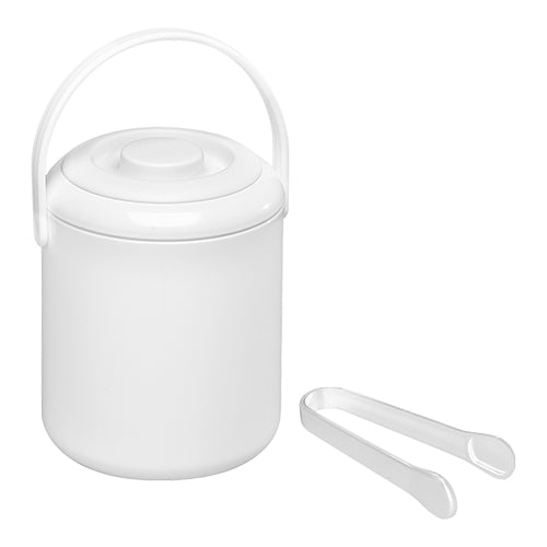 White Ice Cube Bucket with Ice Tong | EMGA | 0.5 L | Ø12.5 x H15 cm 1