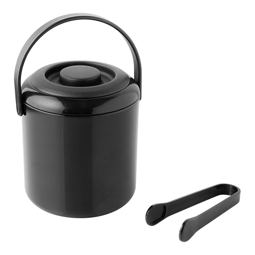 Black Ice Cube Bucket with Ice Tong | EMGA | 0.5 L | Ø12.5 x H15 cm 1