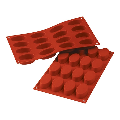 Silicone Small Oval Baking Mould | Silikomart SiliconFlex | 16 Cavities | W5.5 x D3.3 x H2 cm | 0.030 L 1