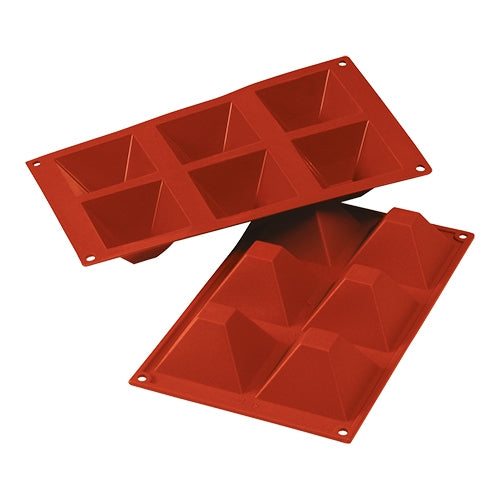 Silicone Pyramid Baking Mould | Silikomart SiliconFlex | 6 Compartments | 1/3 GN, 0.090 L, 7.1 x 7.1 x H4.0 cm 1