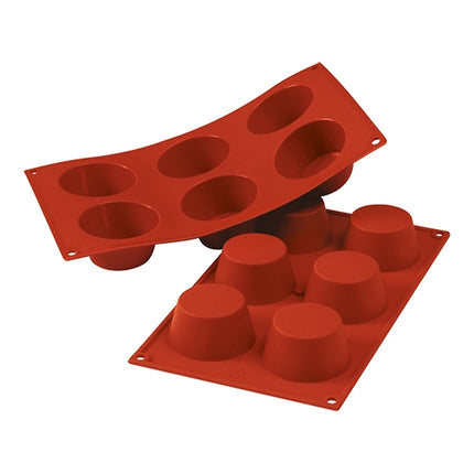 Silicone Medium Muffin Baking Mould | Silikomart SiliconFlex | 6 Compartments | 1/3 GN, 0.100 L, Ø6.9 x H3.5 cm 1