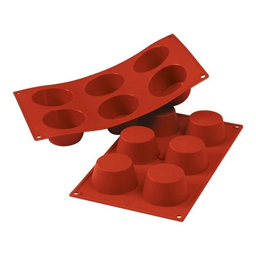 Silicone Medium Muffin Baking Mould | Silikomart SiliconFlex | 6 Compartments | 1/3 GN, 0.100 L, Ø6.9 x H3.5 cm 1
