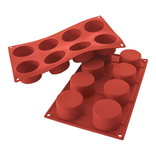Silicone Cylinder Baking Mould | Silikomart SiliconFlex | 8 Compartments | Ø6.0 x H3.5 cm | 0.090 L 1