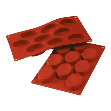 Silikomart SiliconFlex Silicone Oval Baking Mould Medium | 9 Cavities | 50 ml | 7 x 5 x H2 cm 1
