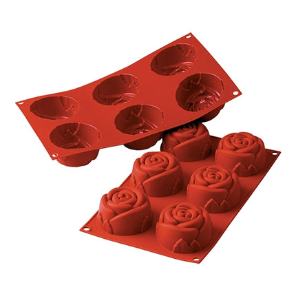Silikomart SiliconFlex Silicone Rose Baking Mould | 6 Cavities | 115 ml | Ø7.6 x H4 cm 1