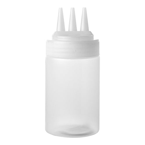 Transparent PE Squeeze Bottle with Triple Spout | CaterChef | 36 cl | Ø7 x H16 cm 1