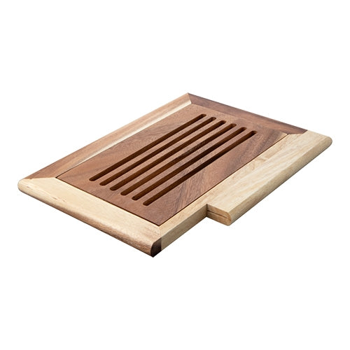Acacia Wood Bread Cutting Board with Crumb Catcher | EMGA | 38 x 26 x 2 cm 1