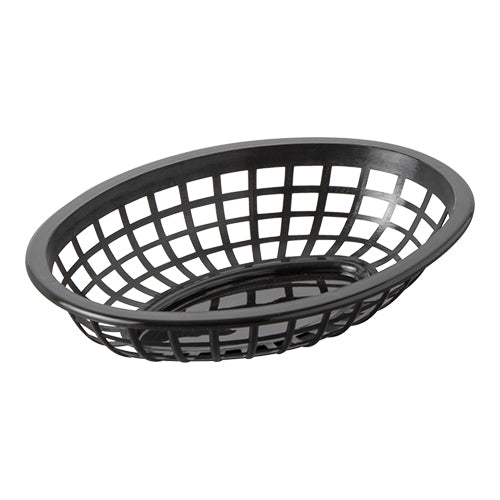 Oval Serving Basket | EMGA | Black Polypropylene, Stackable | 20 x 14 x H4.5 cm 1