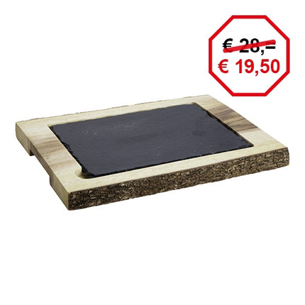 ProSup Rectangular Acacia Wood Serving Dish with Slate | 40 x 25 cm 1