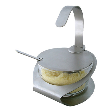 Glass Grated Cheese Bowl with Spoon | EMGA | Ø9 x H13.5 cm 1