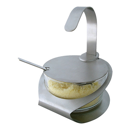 Glass Grated Cheese Bowl with Spoon | EMGA | Ø9 x H13.5 cm 1