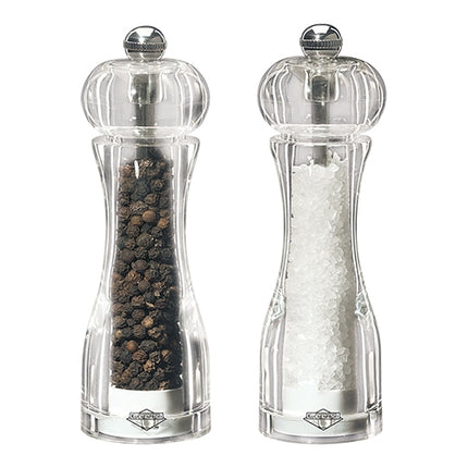 Transparent Acrylic Salt & Pepper Grinder Set | EMGA | Set of 2 | Ø4.5 x H13.8 cm 1