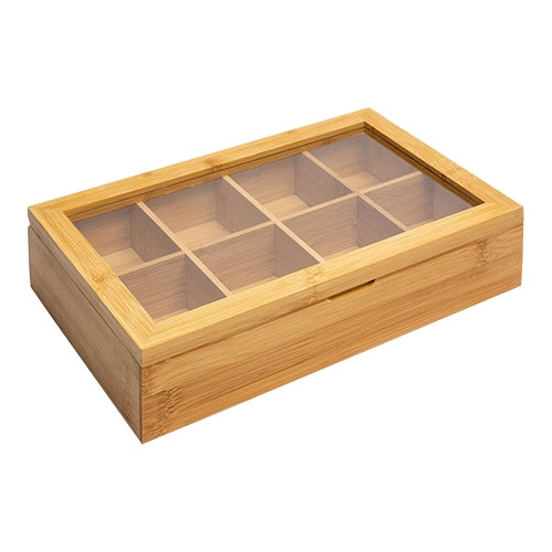 Bamboo Tea Box with Transparent Lid | Westmark | 8 Compartments for 64 Tea Bags 1