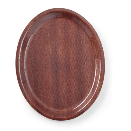 Non-Slip Laminated Oval Serving Tray | AmerBox | Mahogany | 200x265mm