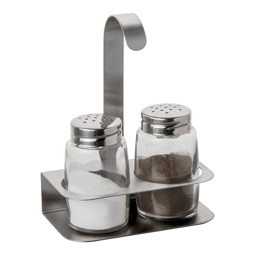 Cruet Set with Stainless Steel Holder | ProSup | Set of 2 | Salt and Pepper | 10 x 5 x H10 cm 1