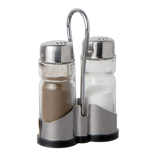 Cruet Set with Stainless Steel Holder | ProSup | Set of 2 | Salt and Pepper | 8 x 4 x H13 cm 1