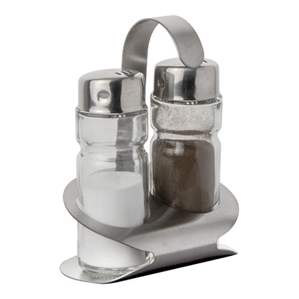 Cruet Set with Stainless Steel Holder | ProSup | Set of 2 | Salt and Pepper | 8.5 x 5.5 x H12 cm 1