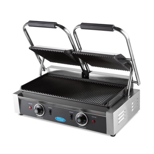 Contact Grill | Grooved | Double Grill Plate | 2 x 22cm 1