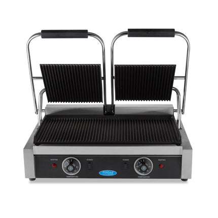 Contact Grill | Grooved | Double Grill Plate | 2 x 22cm 2