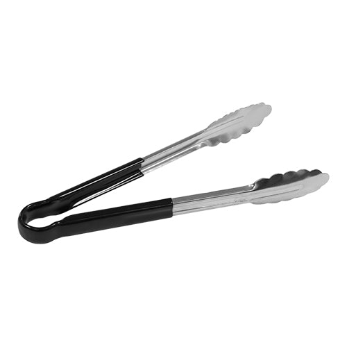 Black Stainless Steel Serving Tongs with PVC Handle | CaterChef | Heat Resistant up to 82°C | 25 cm 1