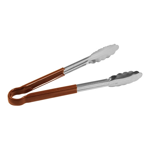 CaterChef Stainless Steel Serving Tong with Brown PVC Handle | 25 cm | Heat Resistant up to 82°C 1