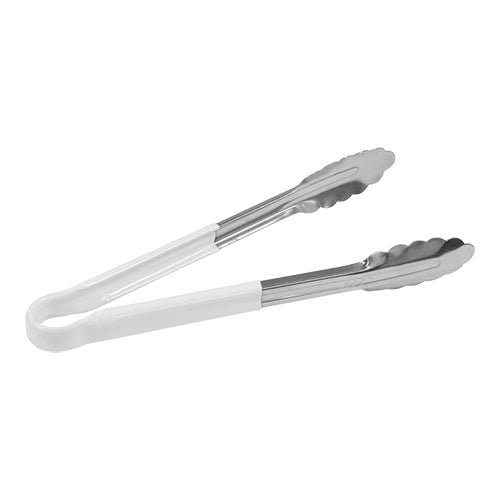 CaterChef Stainless Steel Serving Tong with White PVC Handle | 30 cm | Heat Resistant up to 82°C 1