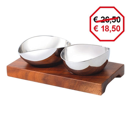 Serving Dish with Wooden Serving Plate | EMGA DuoDish | Acacia Wood | 16.5 x 8.5 cm 1
