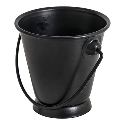 Black Epoxy-Coated Metal Serving Bucket with Handle | EMGA | Ø7.5 x H7.5 cm 1