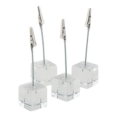Menu Card Holders | EMGA | Set of 4 | Transparent Acrylic | Includes 20 Writable Cards 1