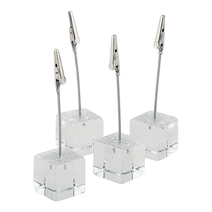 Menu Card Holders | EMGA | Set of 4 | Transparent Acrylic | Includes 20 Writable Cards 1