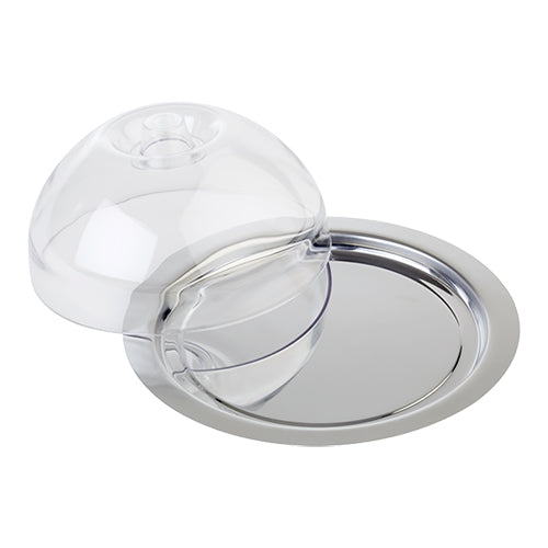 Round Serving Dish with Transparent Cover | EMGA | Stainless Steel 18/0 | Dishwasher Safe | Ø22 x H9.5 cm 1