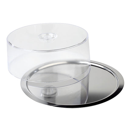 Stackable Round Serving Dish with Transparent Cover | EMGA | Stainless Steel 18/0 | Dishwasher Safe | Ø38 x H13 cm 1