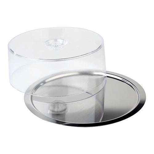 Stackable Round Serving Dish with Transparent Cover | EMGA | Stainless Steel 18/0 | Dishwasher Safe | Ø38 x H13 cm 1