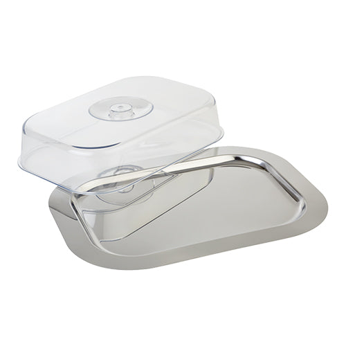 Rectangular Serving Dish with Transparent Cover | EMGA | Stainless Steel 18/0 | 42 x 31 x H8.5 cm 1