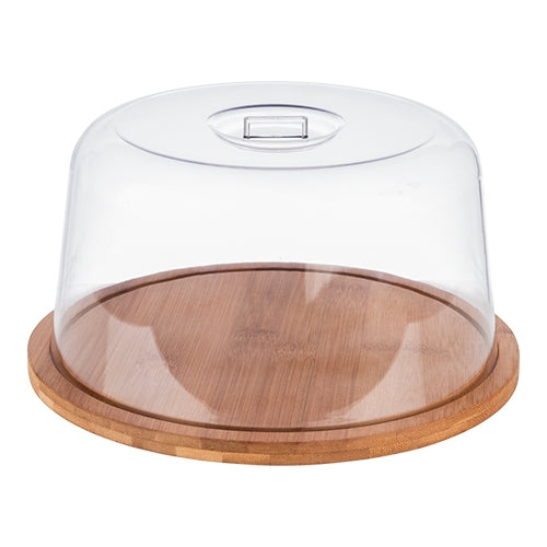 Round Serving Dish with Transparent Cover | EMGA | Bamboo | Ø25 x H13.5 cm 1