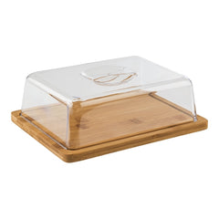 Rectangular Serving Dish with Transparent Cover | EMGA | Bamboo | 24 x 18.5 x H8 cm 1