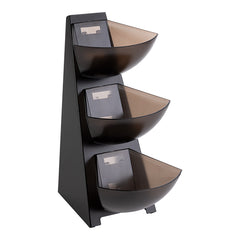 Buffet Dispenser Rack with 3 Plastic Bowls | EMGA | Stainless Steel 18/0 Black | 19.5 x 28 x H41 cm | 1 L Bowls 1
