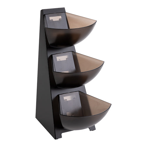 Buffet Dispenser Rack with 3 Plastic Bowls | EMGA | Stainless Steel 18/0 Black | 19.5 x 28 x H41 cm | 1 L Bowls 1