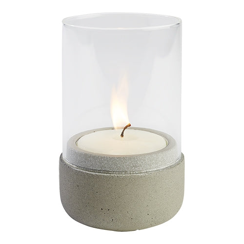 Candle Holder | EMGA | Concrete Decor with Transparent Glass Top | Ø7.5 x H13 cm 1